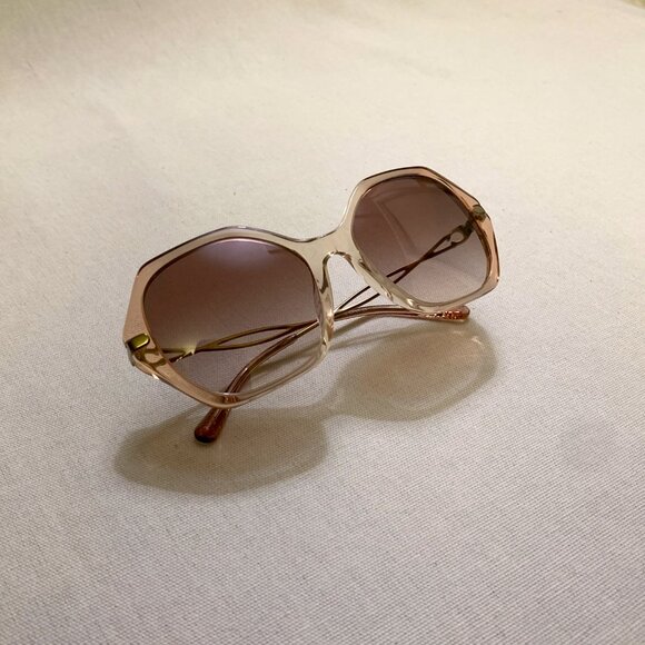 COACH C Hardware Peach Crystal & Gold Sunglasses—Brown Rose Gradient Lenses-NWT - Picture 4 of 10
